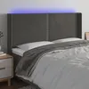 Image de vidaXL Tête de lit à LED Gris foncé 203x16x118/128 cm Velours