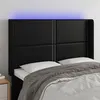 Image de vidaXL Tête de lit à LED Noir 147x16x118/128 cm Similicuir
