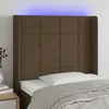 Image de vidaXL Tête de lit à LED Marron foncé 93x16x118/128 cm Tissu