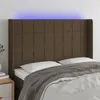 Image de vidaXL Tête de lit à LED Marron foncé 147x16x118/128 cm Tissu