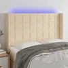 Image de vidaXL Tête de lit à LED Crème 147x16x118/128 cm Tissu