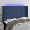 Image de vidaXL Tête de lit à LED Bleu 147x16x118/128 cm Tissu