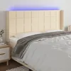 Image de vidaXL Tête de lit à LED Crème 163x16x118/128 cm Tissu