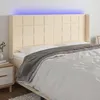 Image de vidaXL TÃªte de lit Ã  LED CrÃ¨me 183x16x118/128 cm Tissu