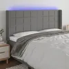 Image de vidaXL Tête de lit à LED Gris foncé 203x16x118/128 cm Tissu