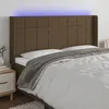 Image de vidaXL Tête de lit à LED Marron foncé 203x16x118/128 cm Tissu