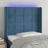 Image de vidaXL Tête de lit à LED Bleu foncé 93x16x118/128 cm Velours