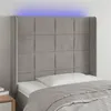 Image de vidaXL Tête de lit à LED Gris clair 103x16x118/128 cm Velours