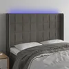 Image de vidaXL Tête de lit à LED Gris foncé 147x16x118/128 cm Velours
