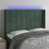 Image de vidaXL Tête de lit à LED Vert foncé 147x16x118/128 cm Velours