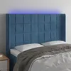 Image de vidaXL Tête de lit à LED Bleu foncé 147x16x118/128 cm Velours