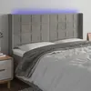 Image de vidaXL Tête de lit à LED Gris clair 163x16x118/128 cm Velours