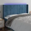 Image de vidaXL Tête de lit à LED Bleu foncé 163x16x118/128 cm Velours