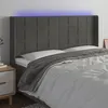 Image de vidaXL Tête de lit à LED Gris foncé 203x16x118/128 cm Velours