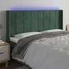 Image de Vidaxl TÃªte De Lit Ã Led Vert FoncÃ© 203x16x118/128 Cm Velours