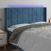 Image de vidaXL Tête de lit à LED Bleu foncé 203x16x118/128 cm Velours