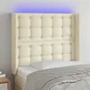 Image de vidaXL Tête de lit à LED Crème 83x16x118/128 cm Similicuir