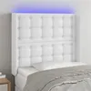 Image de vidaXL Tête de lit à LED Blanc 93x16x118/128 cm Similicuir