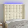Image de vidaXL Tête de lit à LED Crème 93x16x118/128 cm Similicuir
