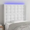 Image de vidaXL Tête de lit à LED Blanc 103x16x118/128 cm Similicuir