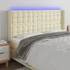 Image de vidaXL Tête de lit à LED Crème 147x16x118/128 cm Similicuir