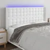 Image de vidaXL Tête de lit à LED Blanc 163x16x118/128 cm Similicuir