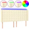 Image de vidaXL Vidaxl Tête De Lit À Led Crème 163x16x118/128 Cm Similicuir
