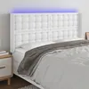 Image de vidaXL Tête de lit à LED Blanc 203x16x118/128 cm Similicuir