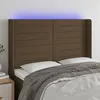 Image de vidaXL Tête de lit à LED Marron foncé 147x16x118/128 cm Tissu3124189