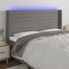 Image de vidaXL Tête de lit à LED Gris foncé 203x16x118/128 cm Tissu