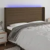 Image de vidaXL Tête de lit à LED Marron foncé 203x16x118/128 cm Tissu