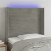 Image de vidaXL Tête de lit à LED Gris clair 83x16x118/128 cm Velours