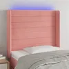Image de vidaXL Tête de lit à LED Rose 93x16x118/128 cm Velours