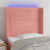Image de vidaXL Tête de lit à LED Rose 103x16x118/128 cm Velours