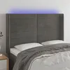 Image de vidaXL Tête de lit à LED Gris foncé 147x16x118/128 cm Velours