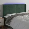 Image de vidaXL Tête de lit à LED Vert foncé 163x16x118/128 cm Velours