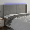 Image de vidaXL Tête de lit à LED Gris clair 203x16x118/128 cm Velours