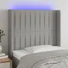 Image de vidaXL Tête de lit à LED Gris clair 103x16x118/128 cm Tissu