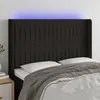 Image de vidaXL Tête de lit à LED Noir 147x16x118/128 cm Tissu