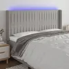 Image de vidaXL Tête de lit à LED Gris clair 163x16x118/128 cm Tissu