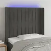 Image de vidaXL Tête de lit à LED Gris foncé 83x16x118/128 cm Velours