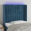 Image de vidaXL Tête de lit à LED Bleu foncé 83x16x118/128 cm Velours