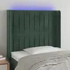 Image de Vidaxl TÃªte De Lit Ã Led Vert FoncÃ© 93x16x118/128 Cm Velours