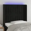 Image de vidaXL Tête de lit à LED Noir 103x16x118/128 cm Velours