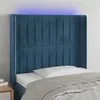 Image de vidaXL Tête de lit à LED Bleu foncé 103x16x118/128 cm Velours