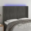 Image de vidaXL Tête de lit à LED Gris foncé 147x16x118/128 cm Velours