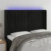 Image de vidaXL Tête de lit à LED Noir 147x16x118/128 cm Velours
