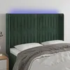 Image de Vidaxl TÃªte De Lit Ã Led Vert FoncÃ© 147x16x118/128 Cm Velours