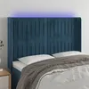 Image de vidaXL Tête de lit à LED Bleu foncé 147x16x118/128 cm Velours