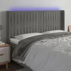 Image de vidaXL Tête de lit à LED Gris clair 163x16x118/128 cm Velours